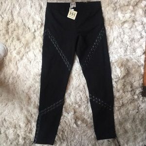 Haute Hippie pant with leather lace up detail